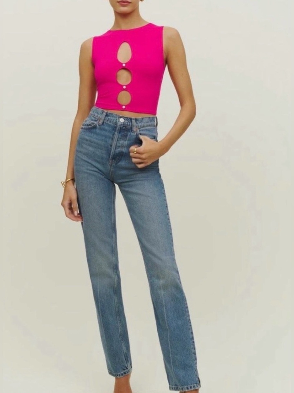 Reformation Emilio Tank Top in Pink, Size M